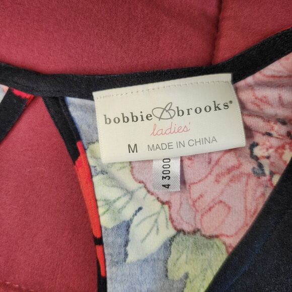 Bobbie Brooks Floral Tunic Dress Medium Black Red Pink 3/4 Sleeve Soft... - Picture 8 of 8